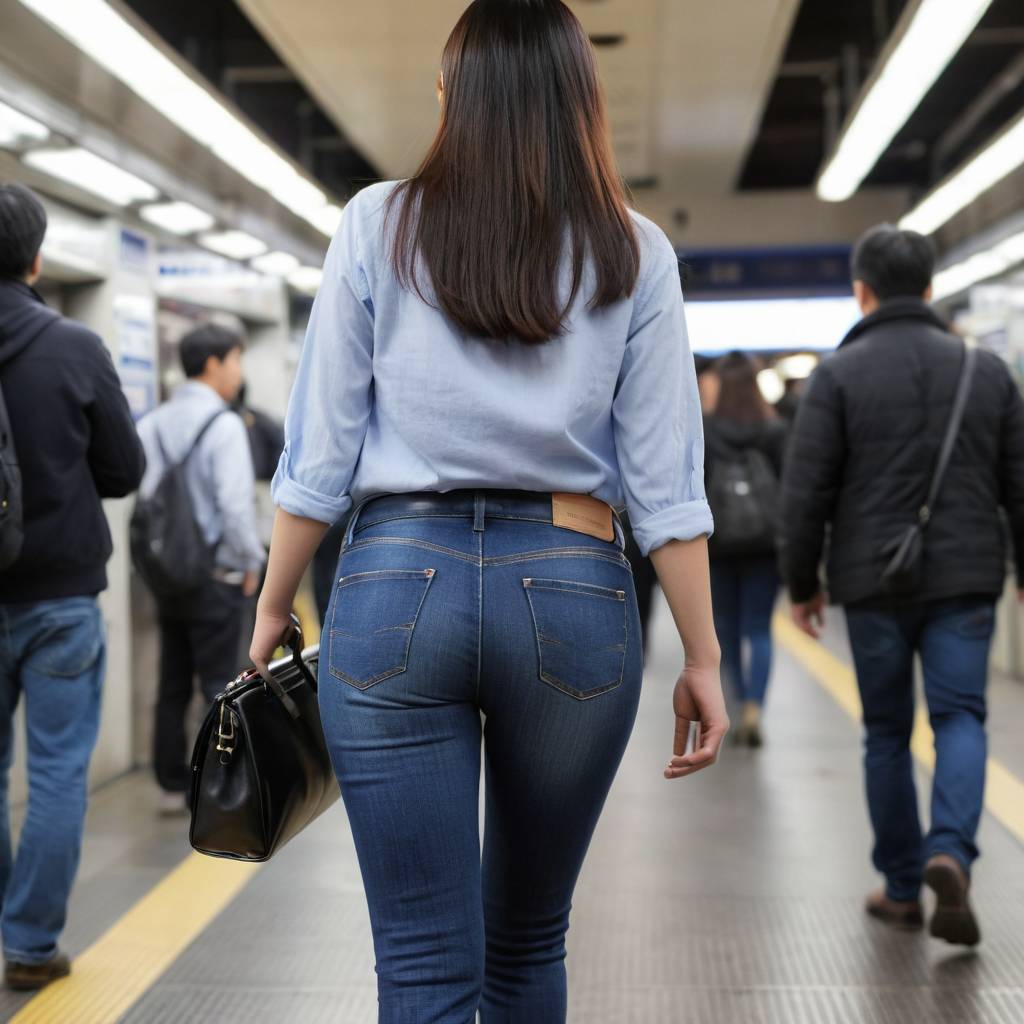 街撮り画像。タイトなズボンで歩くお姉さんのお尻画像。16枚目