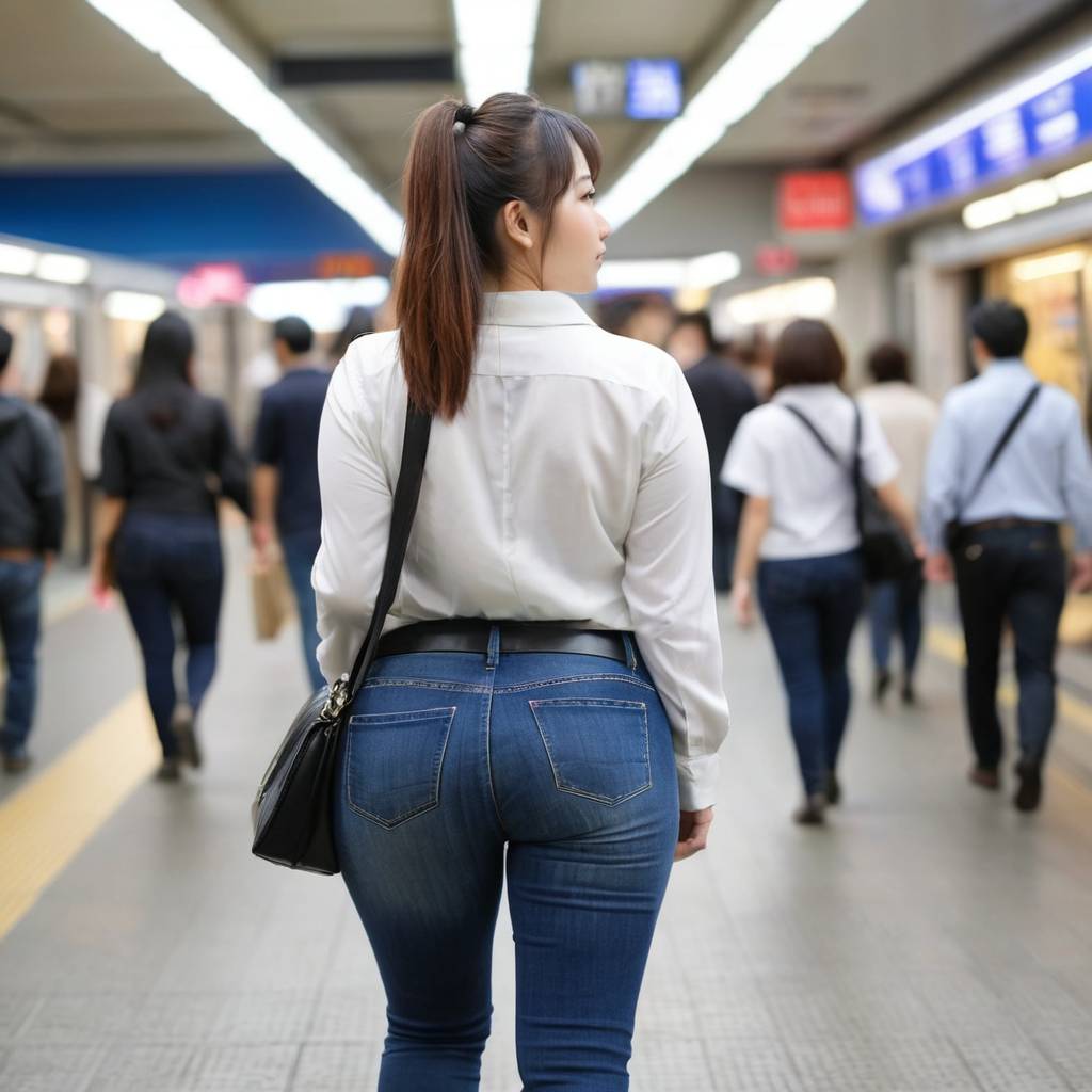 街撮り画像。タイトなズボンで歩くお姉さんのお尻画像。7枚目