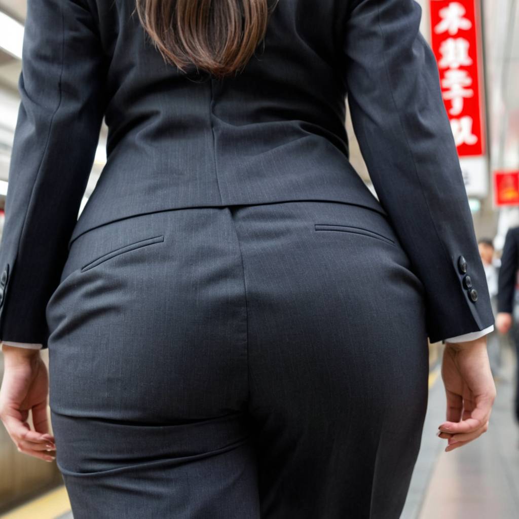 お尻の形が浮き出てしまう、オフィス街を歩くデカ尻OLの街撮り画像2枚目