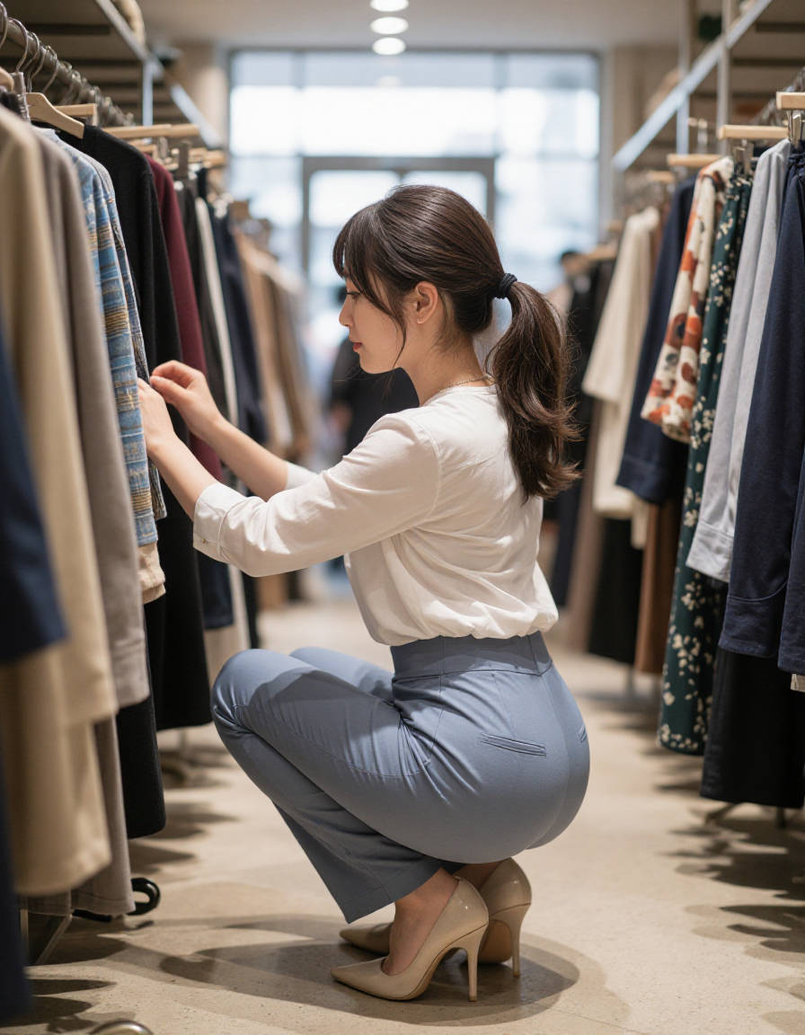 アパレルショップでお仕事中お姉さんのピタパンデカお尻画像13