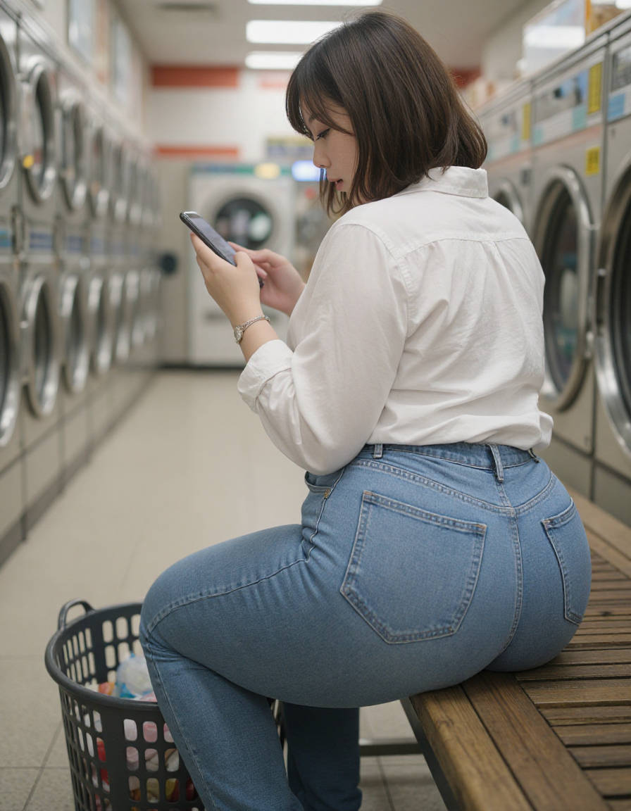コインランドリーで見つけたデカ尻ピタパンお姉さんAI画像24