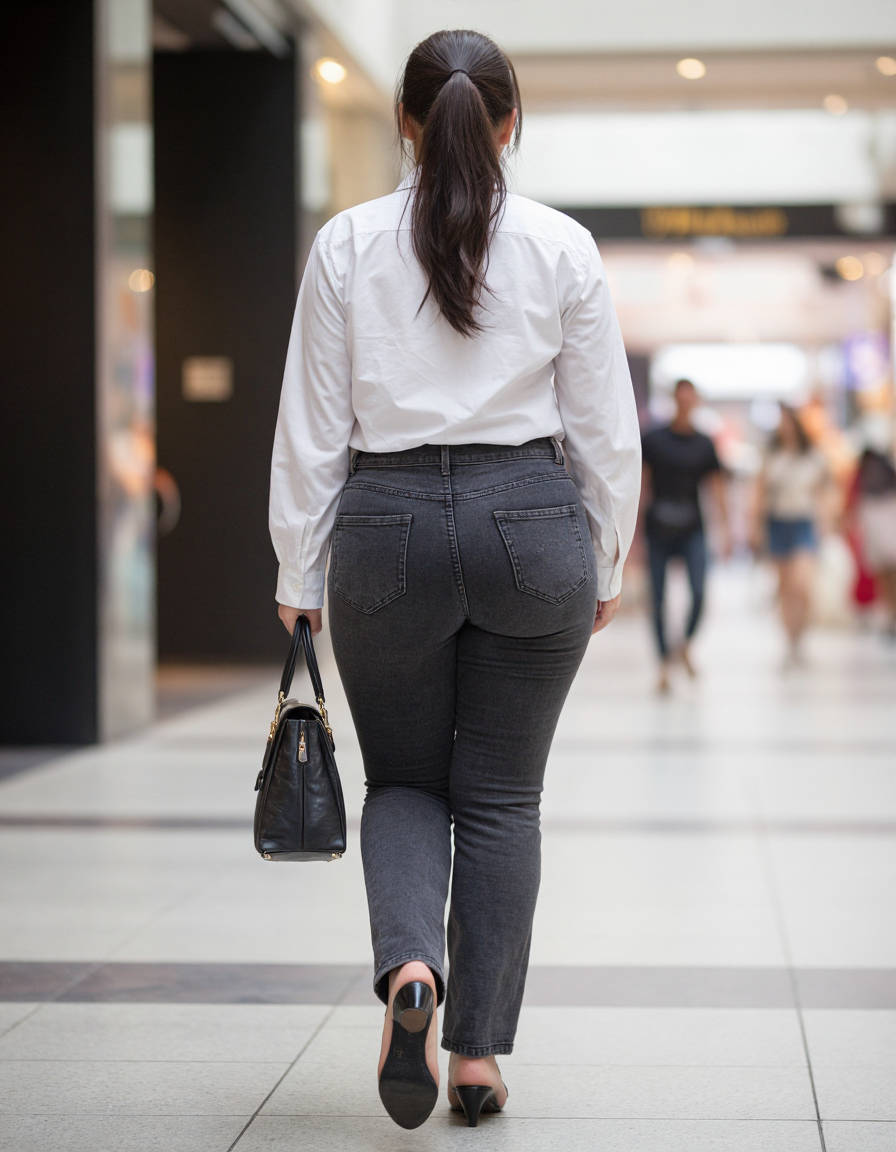街中で見つけたお出かけ中のお姉さんのお尻がでかくてピタパンな街撮り風AI画像10