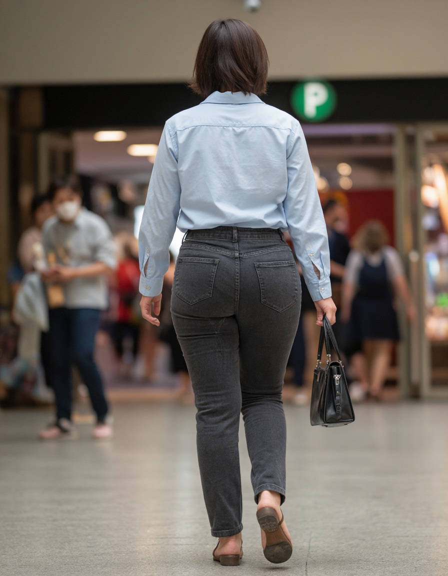 街中で見つけたお出かけ中のお姉さんのお尻がでかくてピタパンな街撮り風AI画像8