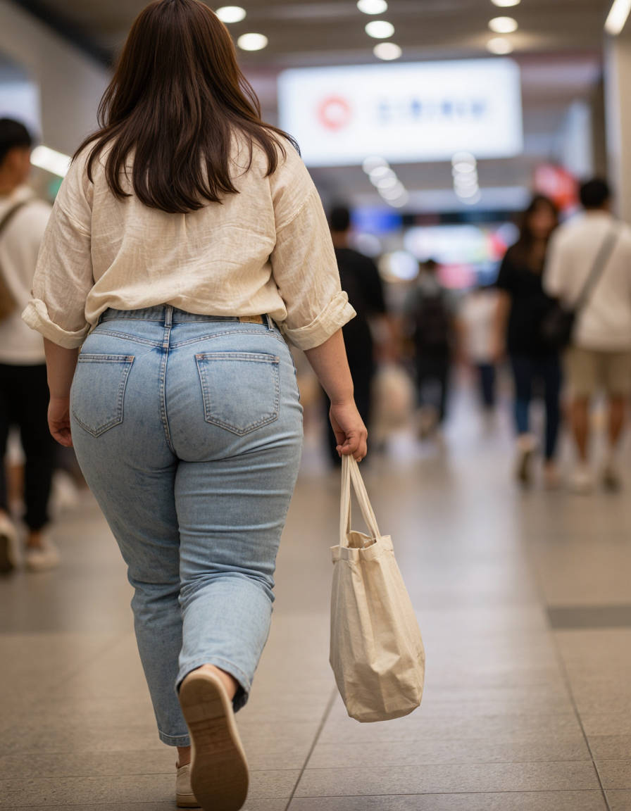 街中で見つけたお出かけ中のお姉さんのお尻がでかくてピタパンな街撮り風AI画像5