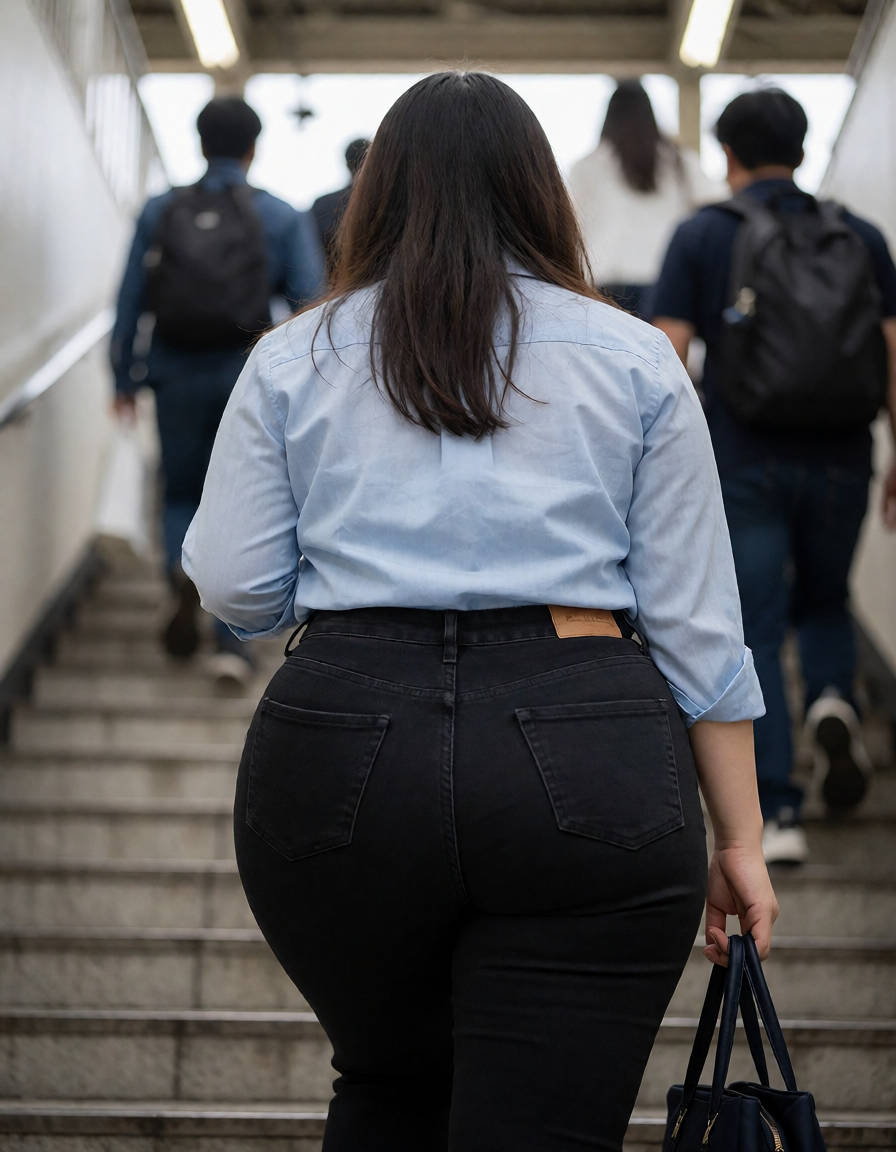 自然な感じで街中を歩くデカ尻お姉さんのお尻街撮りAI画像21