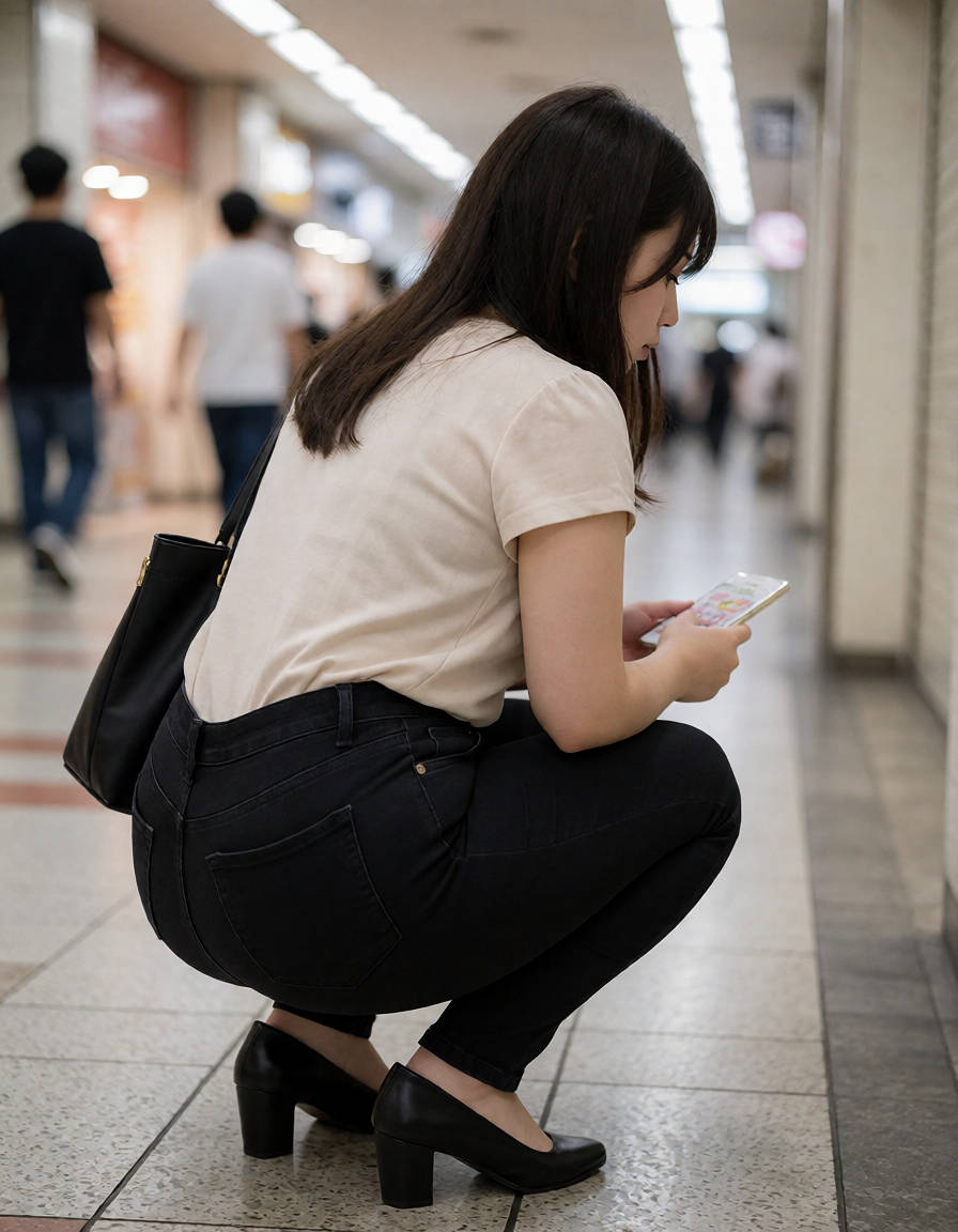 自然な感じで街中を歩くデカ尻お姉さんのお尻街撮りAI画像19
