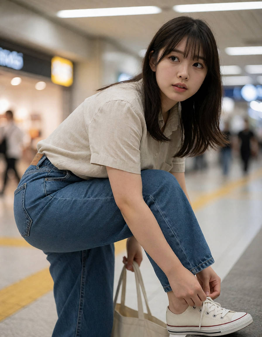 自然な感じで街中を歩くデカ尻お姉さんのお尻街撮りAI画像5